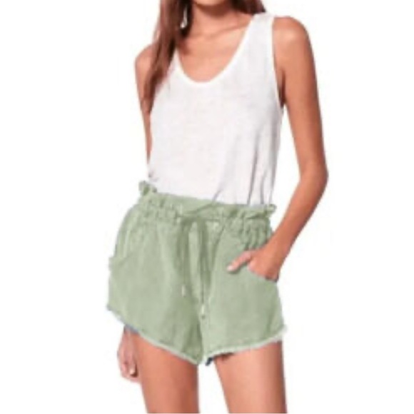 Young Fabulous & Broke Pants - Young Fabulous & Broke YFB Green linen blend drawstring Shorts women’s small